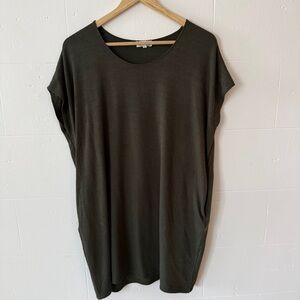 Wilfred Free Aritzia | Green Oversized Casual T-Shirt Dress | Size XS